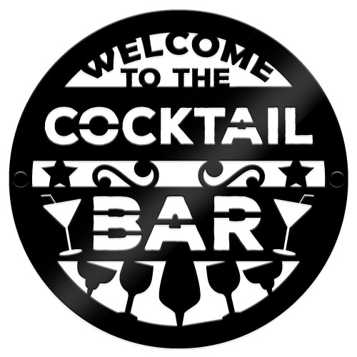 Cocktail Bar Welcome Sign Wall Mounted Home Bar Pub Sign 23x23cm