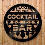 Cocktail Bar Welcome Sign Wall Mounted Home Bar Pub Sign 23x23cm