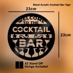 Cocktail Bar Welcome Sign Wall Mounted Home Bar Pub Sign 23x23cm