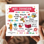 Personalised Teacher Thank You Card Teacher Appreciation