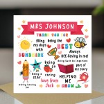 Personalised Teacher Thank You Card Teacher Appreciation