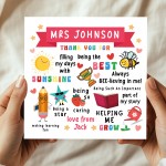 Personalised Teacher Thank You Card Teacher Appreciation