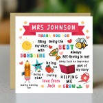 Personalised Teacher Thank You Card Teacher Appreciation