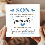 Birthday Card For Son Funny Son Card From Mum and Dad Hilarious 