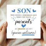 Birthday Card For Son Funny Son Card From Mum and Dad Hilarious 