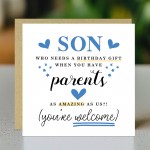 Birthday Card For Son Funny Son Card From Mum and Dad Hilarious 