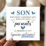 Birthday Card For Son Funny Son Card From Mum and Dad Hilarious 