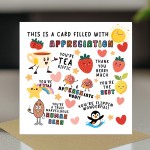 Card Of Appreciation Thank You Card For Teacher Assistant