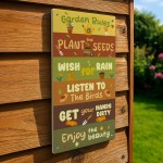 Novelty Garden Signs And Plaques For Outside Garden Rules Sign