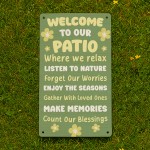 Welcome To Our Patio Hanging Wall Door Sign Outdoor Signs
