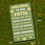 Welcome To Our Patio Hanging Wall Door Sign Outdoor Signs