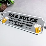 Funny Bar Sign For Home Bar Outside BAR RULES Sign