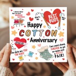 Happy Cotton Anniversary Card For Husband Wife Personalised 2nd 