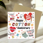 Happy Cotton Anniversary Card For Husband Wife Personalised 2nd 