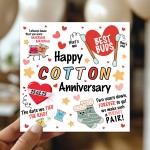 Happy Cotton Anniversary Card For Husband Wife Personalised 2nd 