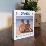 Personalised Photo Block Anniversary Gift For Husband Boyfriend