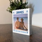 Personalised Photo Block Anniversary Gift For Husband Boyfriend