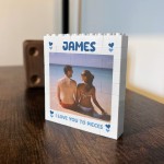 Personalised Photo Block Anniversary Gift For Husband Boyfriend
