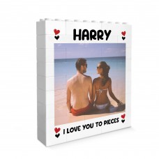 Personalised Love You To Pieces Photo Block Gift for Boyfriend