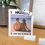 Personalised Love You To Pieces Photo Block Gift for Boyfriend
