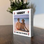 Personalised Love You To Pieces Photo Block Gift for Boyfriend