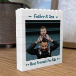 Personalised Photo Block Father And Son Plaque Birthday