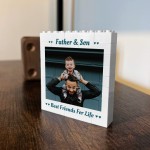 Personalised Photo Block Father And Son Plaque Birthday