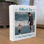 Personalised Father And Son Plaque Brick Photo Block Birthday