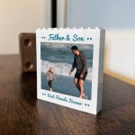 Personalised Father And Son Plaque Brick Photo Block Birthday