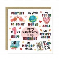 Happy Anniversary Card For Husband With Kraft Envelope Included