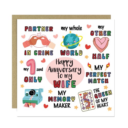 Happy Anniversary Card For Wife With Kraft Envelope