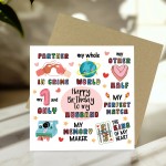 Happy Birthday Card For Husband With Kraft Envelope Included