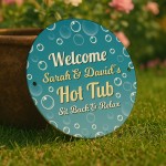 Personalised Hot Tub Sign For Outdoor Wall Mounted Sign