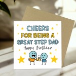 Happy Birthday Card For Step Dad With Kraft Envelope Included
