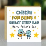 Happy Fathers Day Card For Step Dad With Kraft Envelope Included
