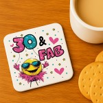 Funny 30th Birthday Gift For Women 30 AND FAB Coaster Gifts