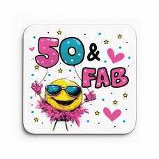 Funny 50th Birthday Gift For Women 50 AND FAB Coaster Gifts