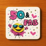 Funny 50th Birthday Gift For Women 50 AND FAB Coaster Gifts