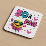 Funny 50th Birthday Gift For Women 50 AND FAB Coaster Gifts