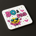 Funny 50th Birthday Gift For Women 50 AND FAB Coaster Gifts