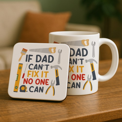 Dad Mug and Coaster Funny DIY Handyman Gift For Fathers Day 