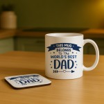 Worlds Best Dad Mug and Coaster Gift From Daughter and Son