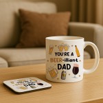 Funny Dad Gift Dad Coffe Mug And Coaster You Are A Beer-illiant