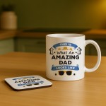 Amazing Dad Mug and Coaster Set Gift For Father's Day Birthday G
