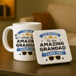 Amazing Grandad Mug and Coaster Set Gift For Fathers Day