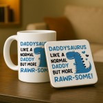 Daddy Gifts Daddysaurus Mug and Coaster Novelty Gifts