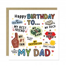 Novelty Happy Birthday Card For Dad My Rock My Hero Card
