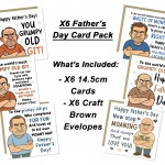 Fathers Day Funny Card Pack of 6 Novelty Father's Day Bundle