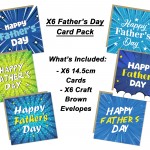 Fathers Day Multipack of 6 Greetings Cards 145 x 145mm For Dad