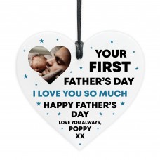 Gift For New Daddy For 1st Fathers Day Heart Plaque Personalised